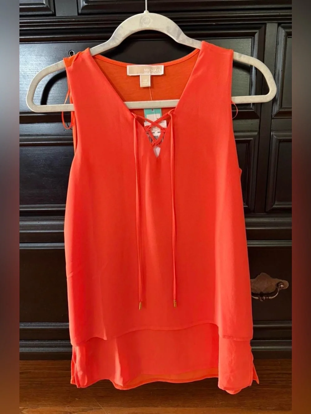 Michael Kors Mandarin Lace-Up Sleeveless blouse